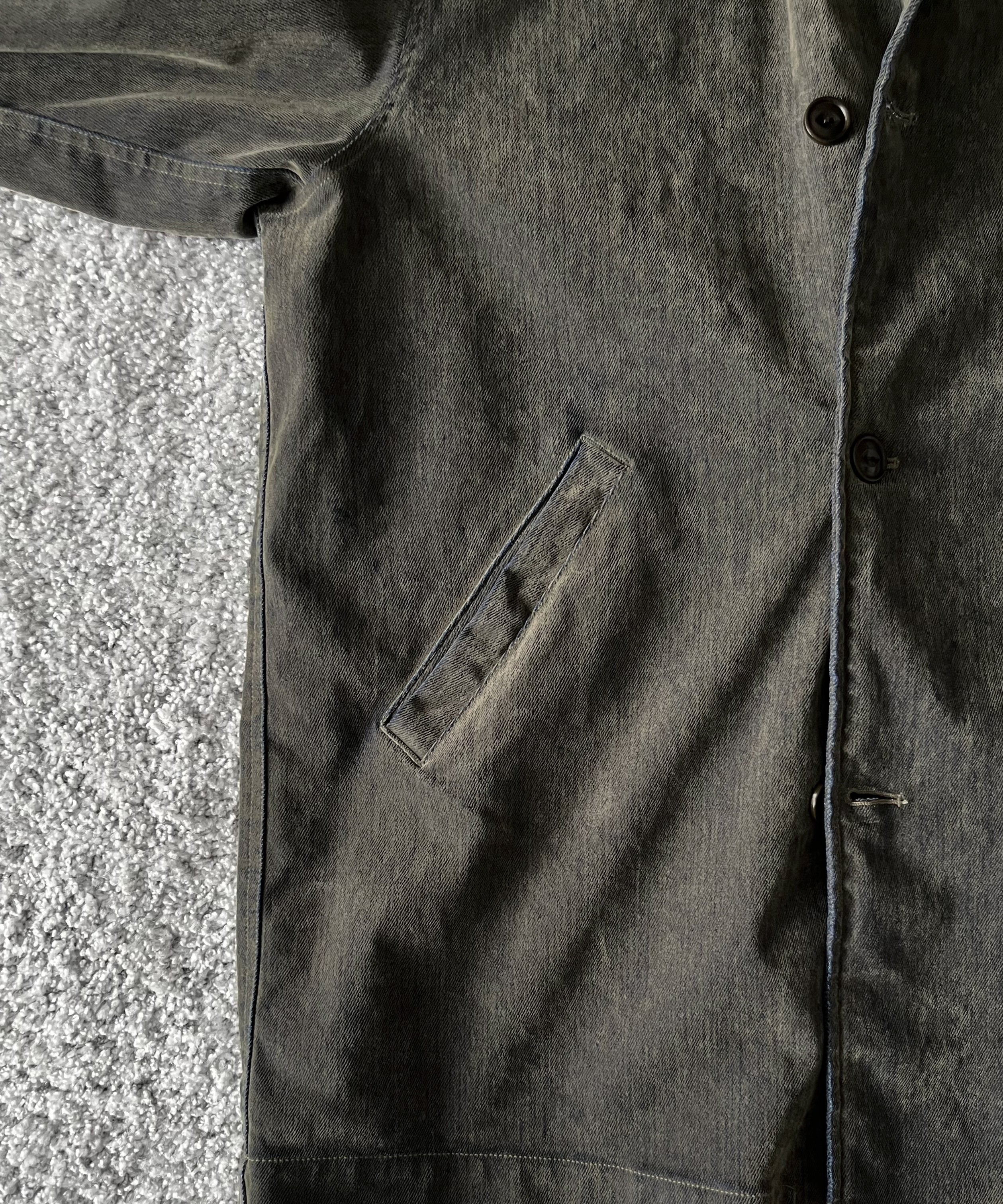 VOAAOV Flocky denim coverall jacket “OLIVE"