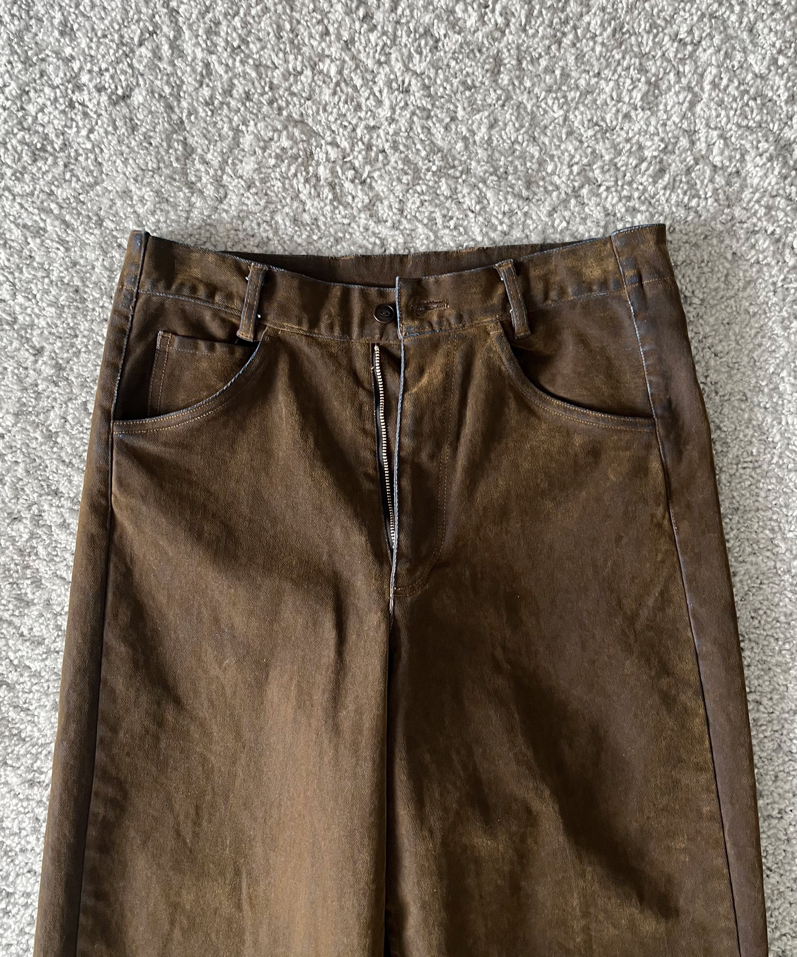VOAAOV Flocky denim pant “BROWN"