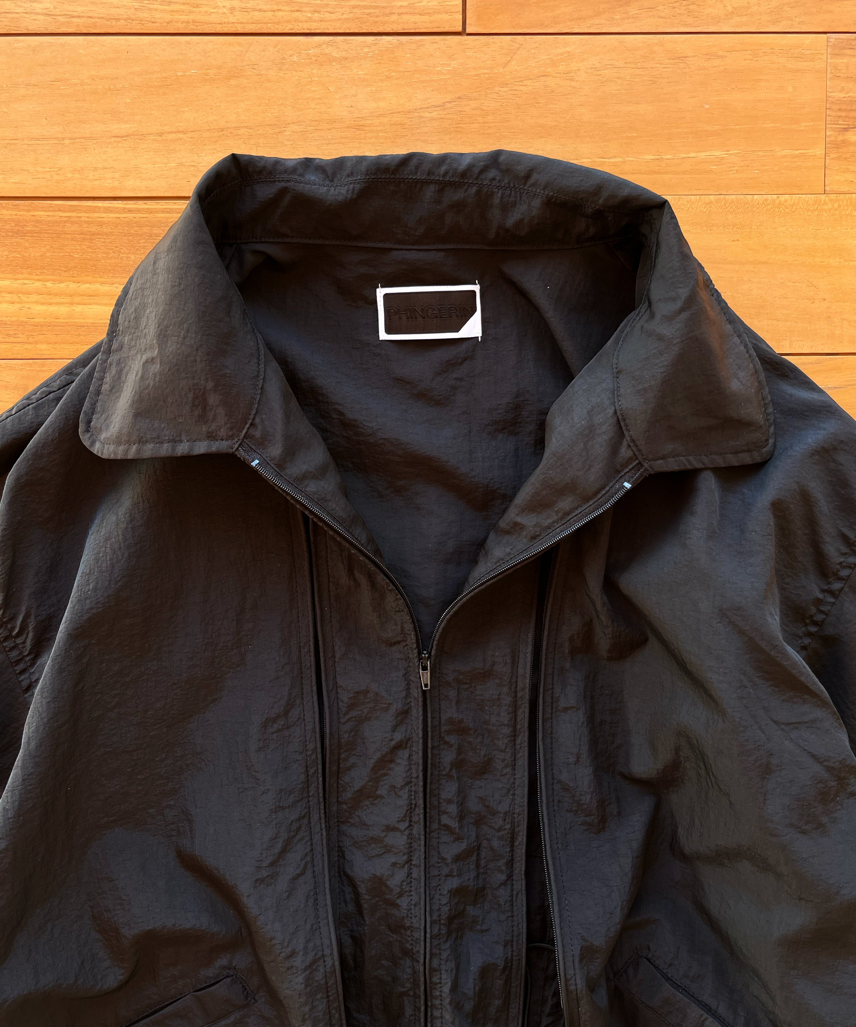 PHINGERIN Crushed nylon full pack jacket "E:BLACK"