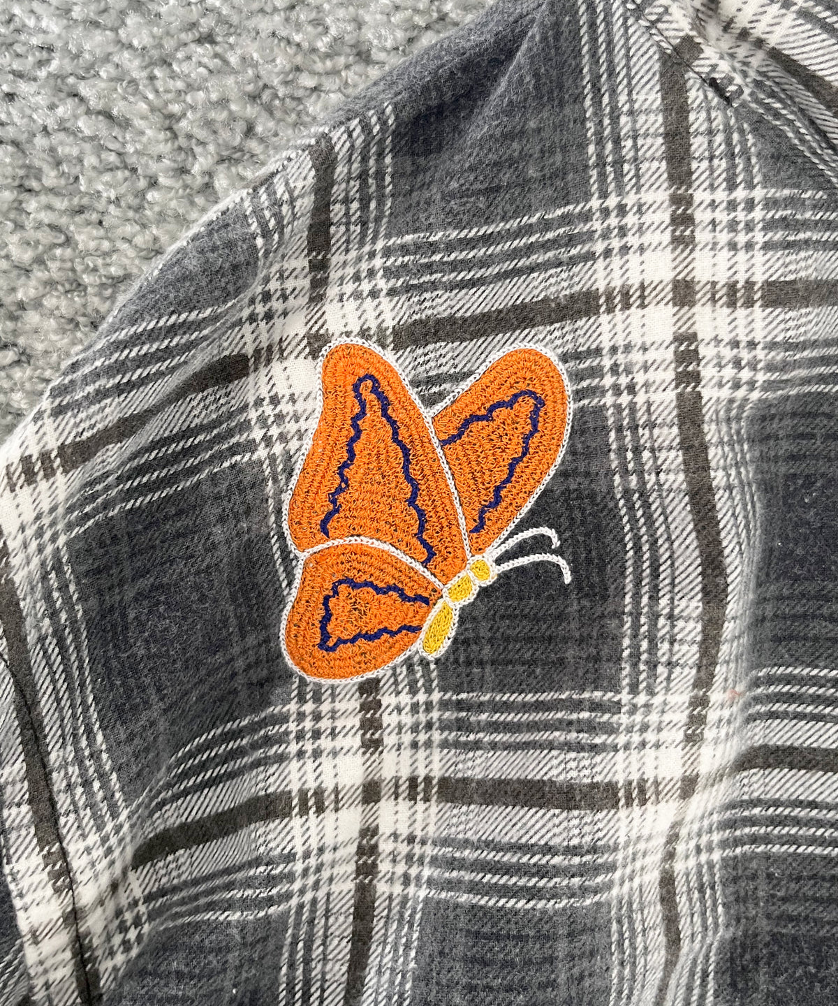 NEEDLES One-up shirt - printed flannel/plaid "F-GREY/OLIVE F"