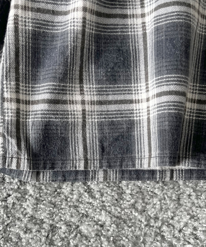 NEEDLES One-up shirt - printed flannel/plaid "F-GREY/OLIVE F"