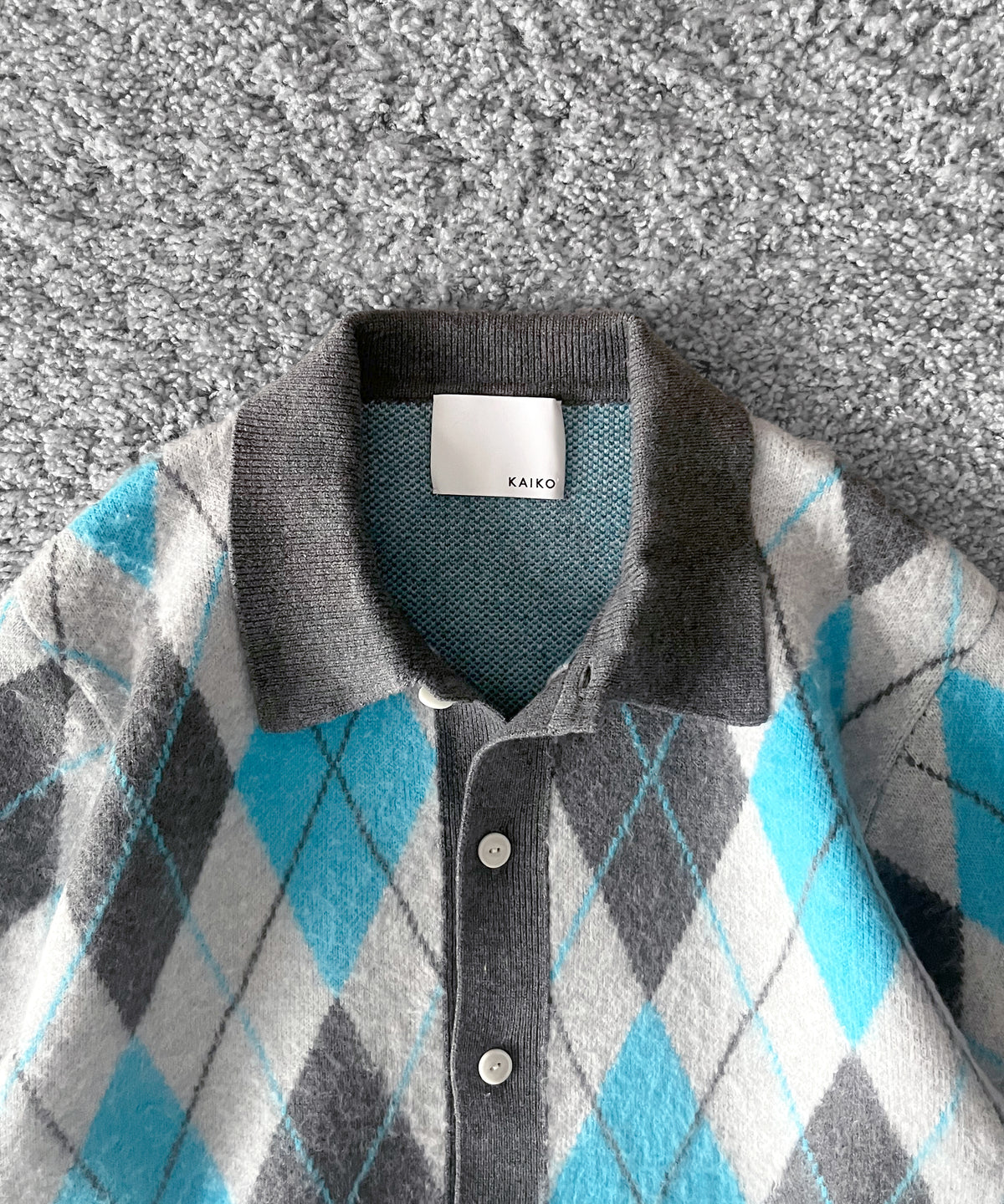 【Pre order】KAIKO Domestic knit polo cardigan "FIGURE BLUE"