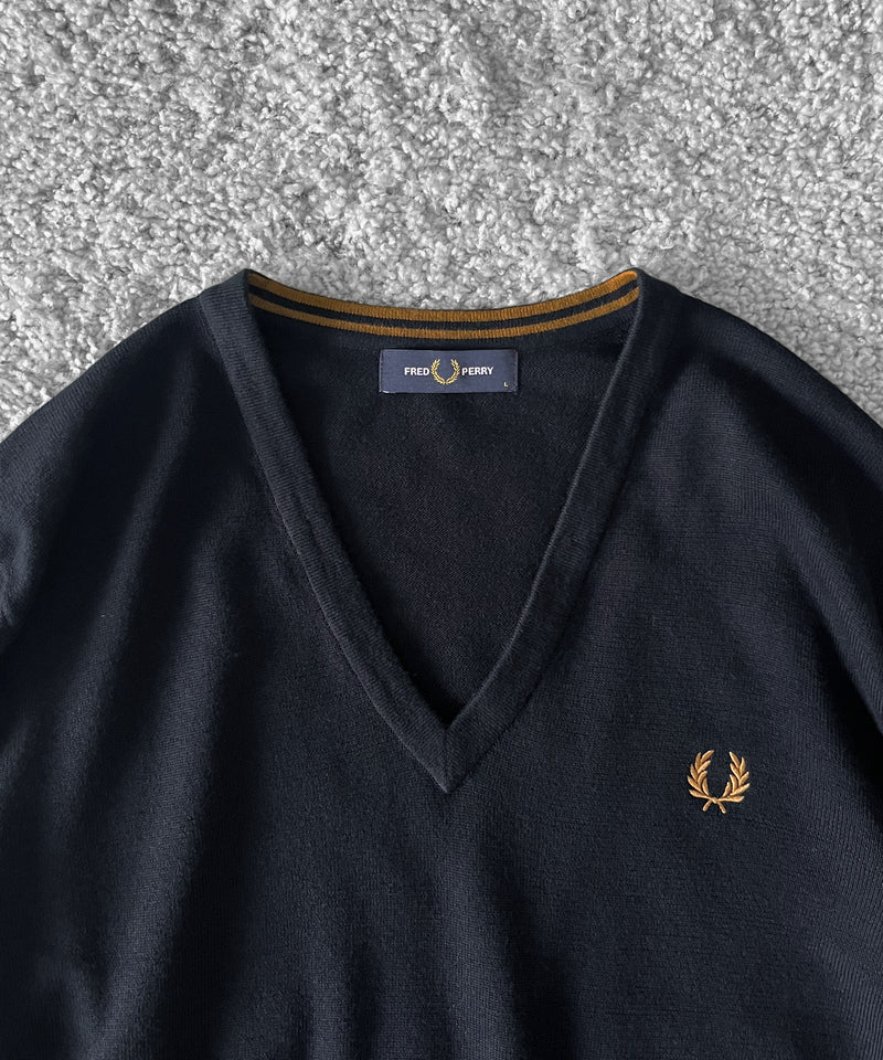 FRED PERRY Classic v neck jumper "NAVY"