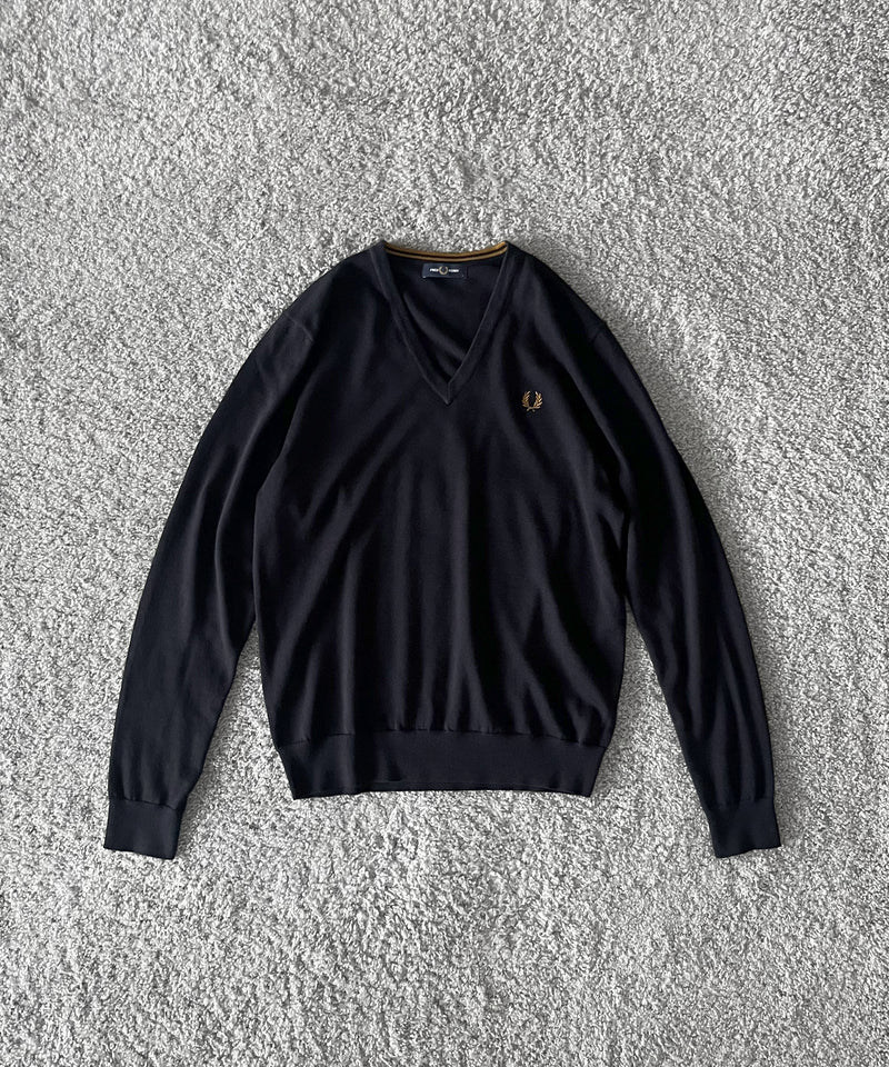 FRED PERRY Classic v neck jumper "BLACK"