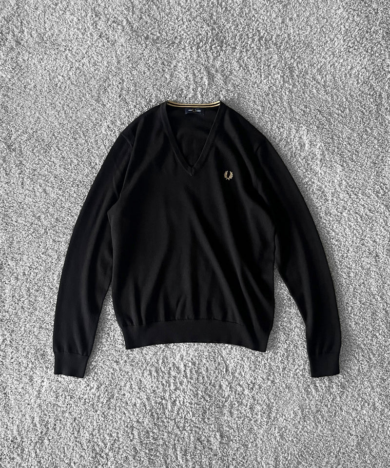 FRED PERRY Classic v neck jumper "BLACK"