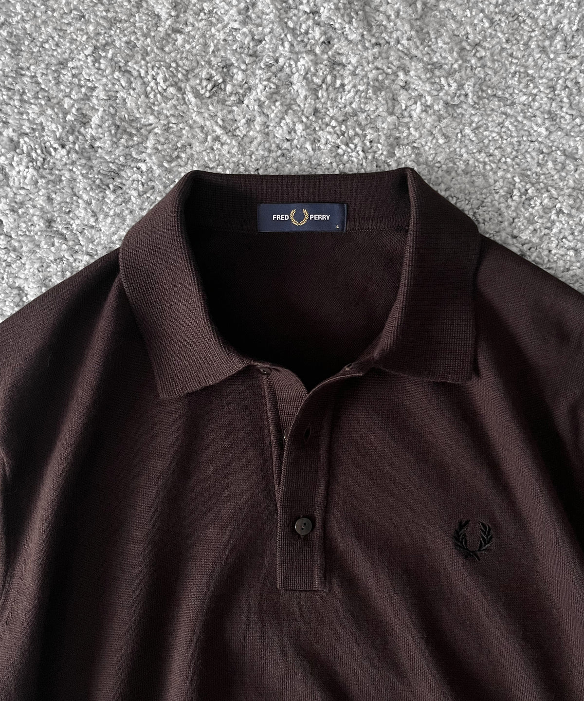 FRED PERRY Classic knitted shirt ls “RICH BROWN”