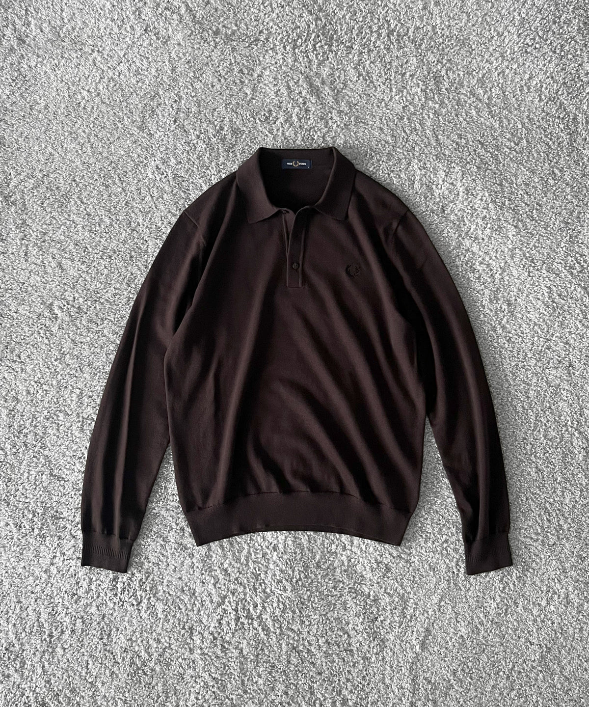 FRED PERRY Classic knitted shirt ls “RICH BROWN”
