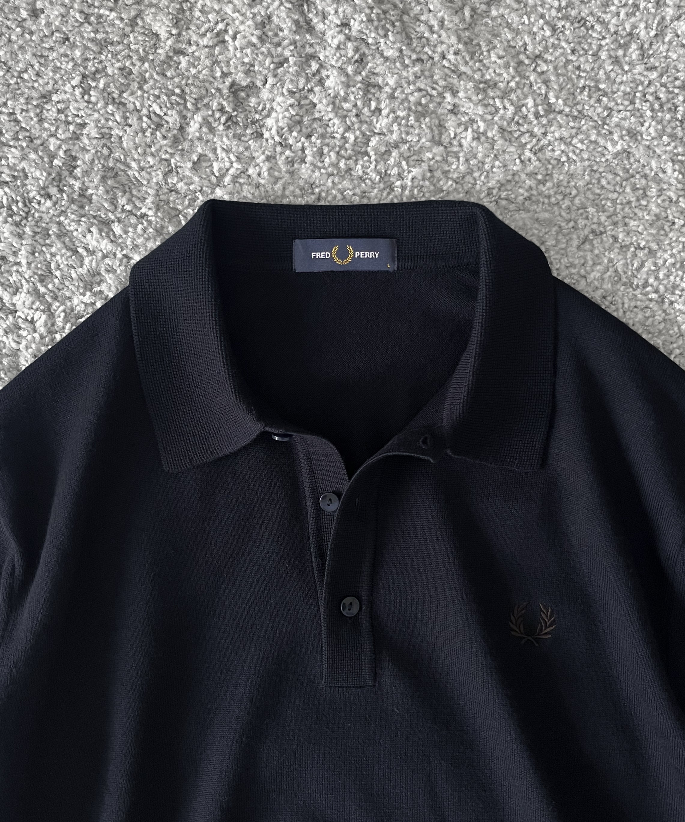 FRED PERRY Classic knitted shirt ls “NAVY”