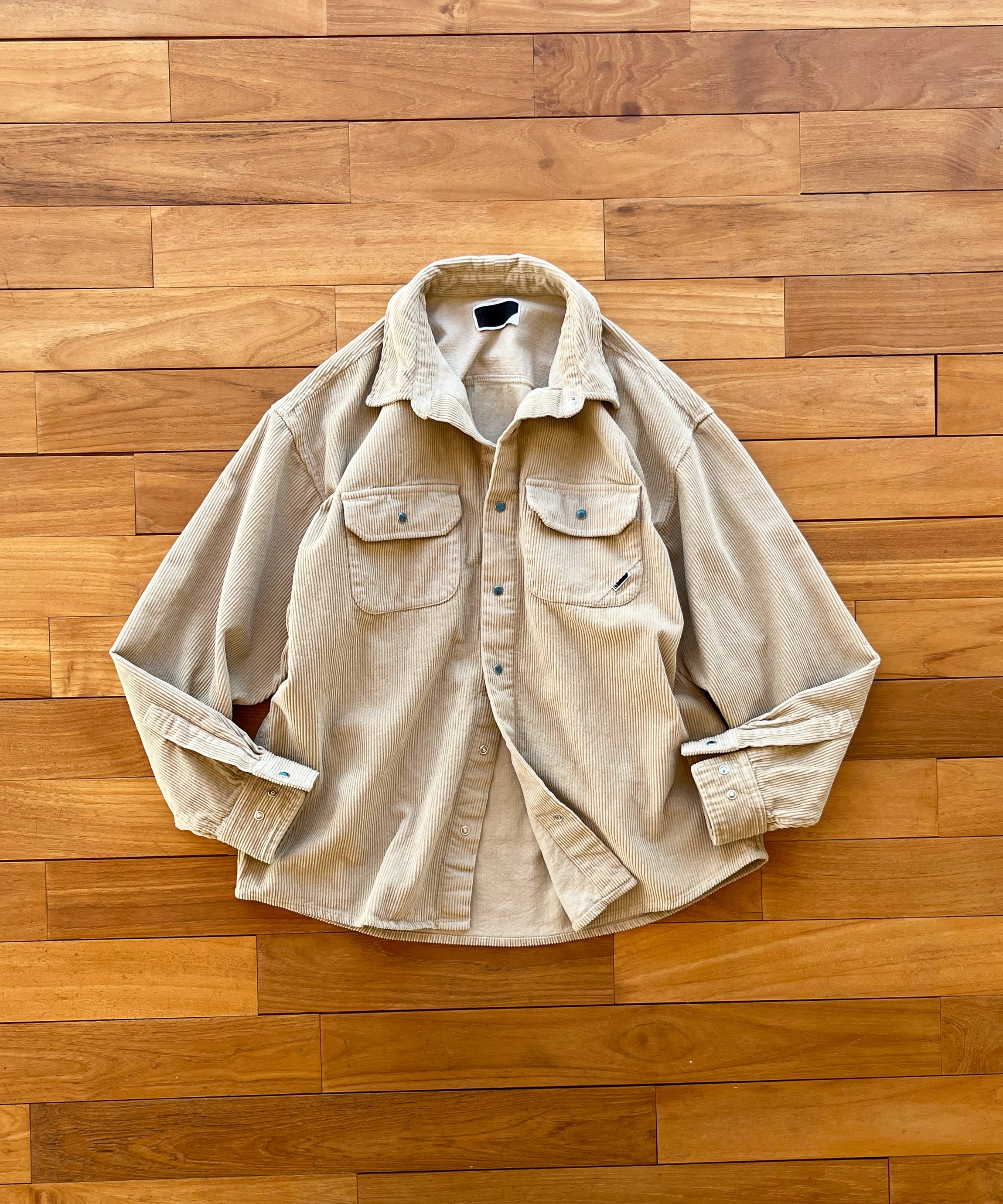 PHINGERIN Corduroy stone snap shirt jacket "A:BEIGE"