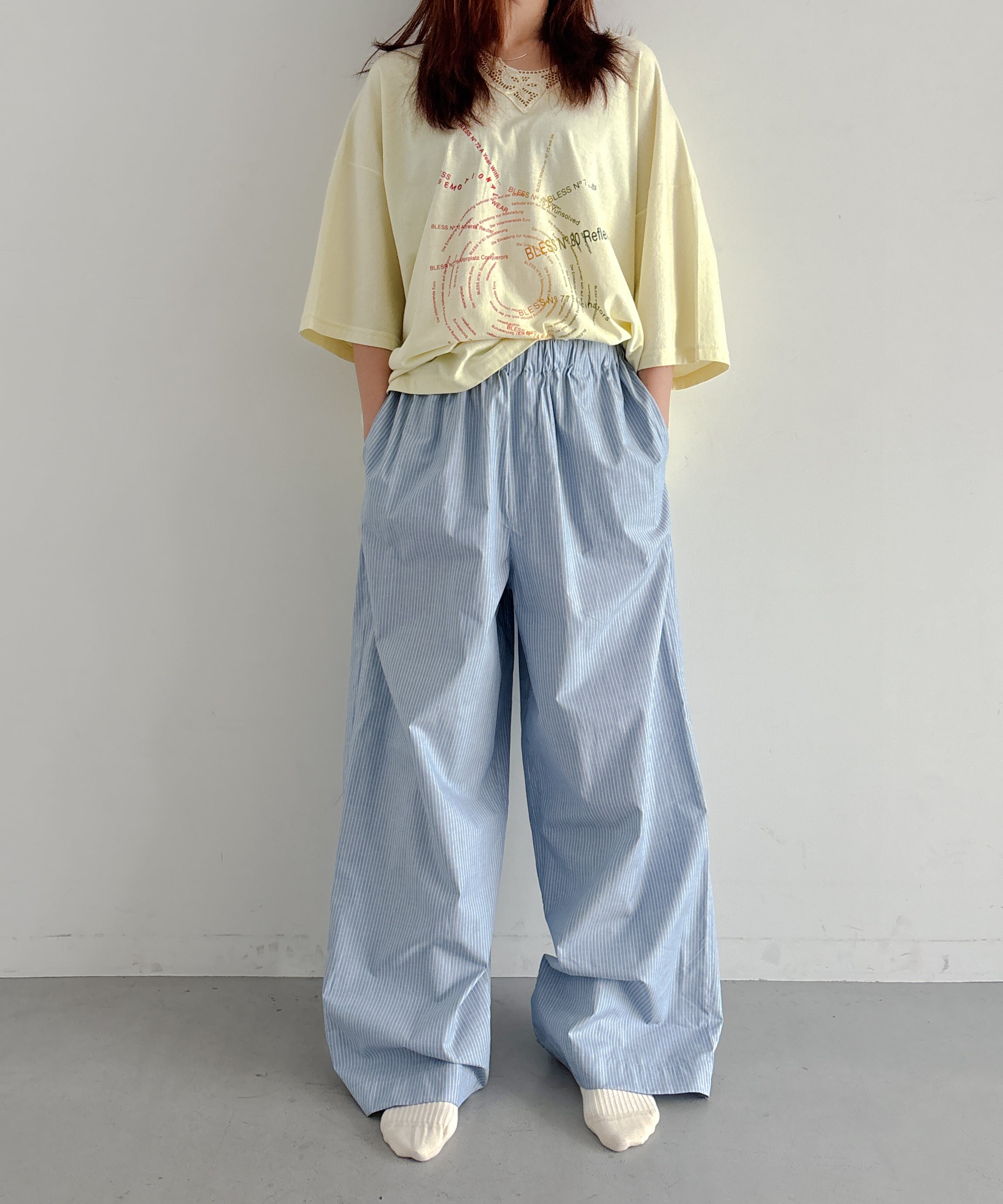 BASERANGE/ベースレンジ CLAUDE PANTS(ブルー) Baserange【ベースレンジ】メンズ イージーパンツ Claude pants 