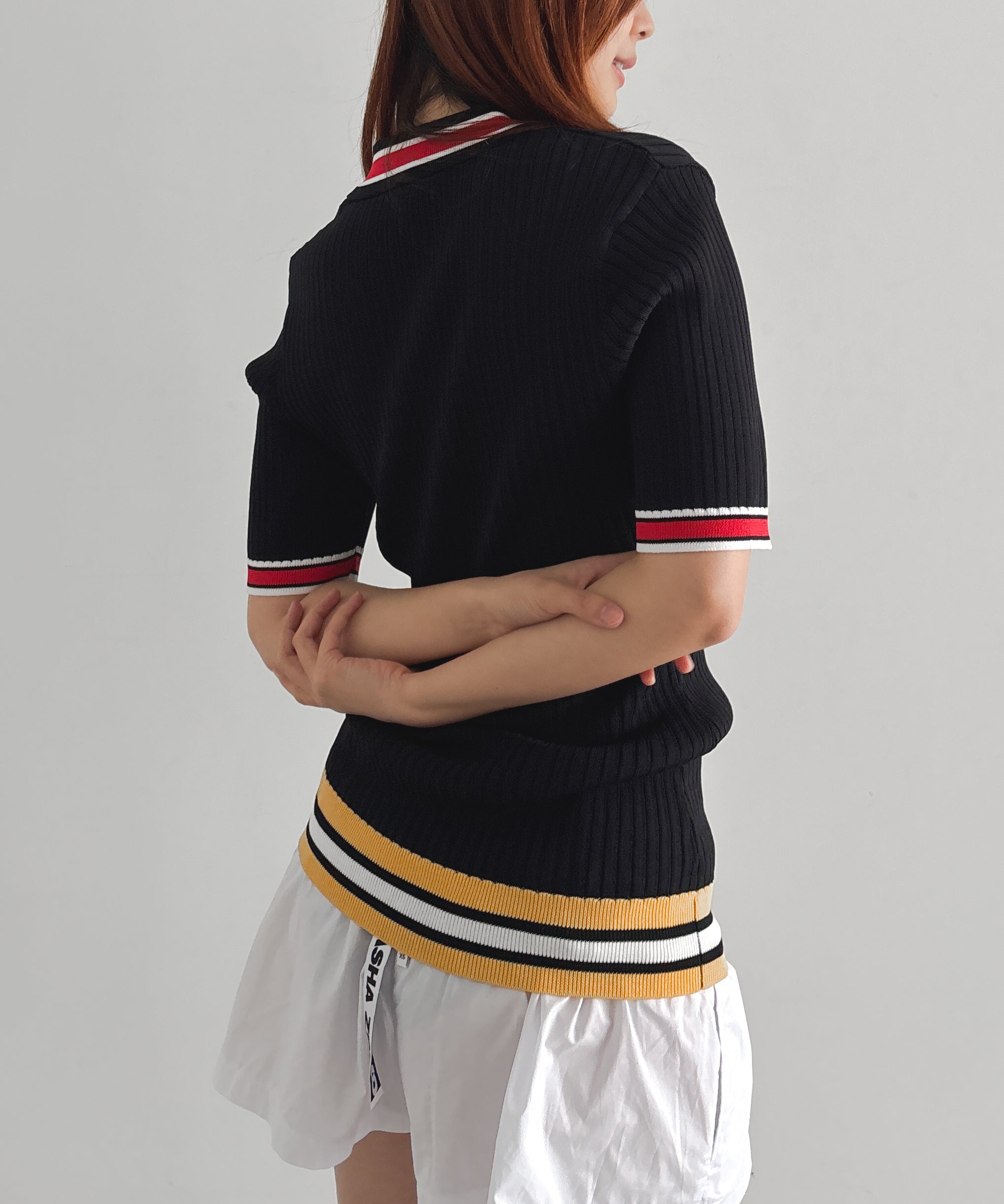 entire studios【エンタイアスタジオ】メンズ 半袖ポロシャツ Ribbed