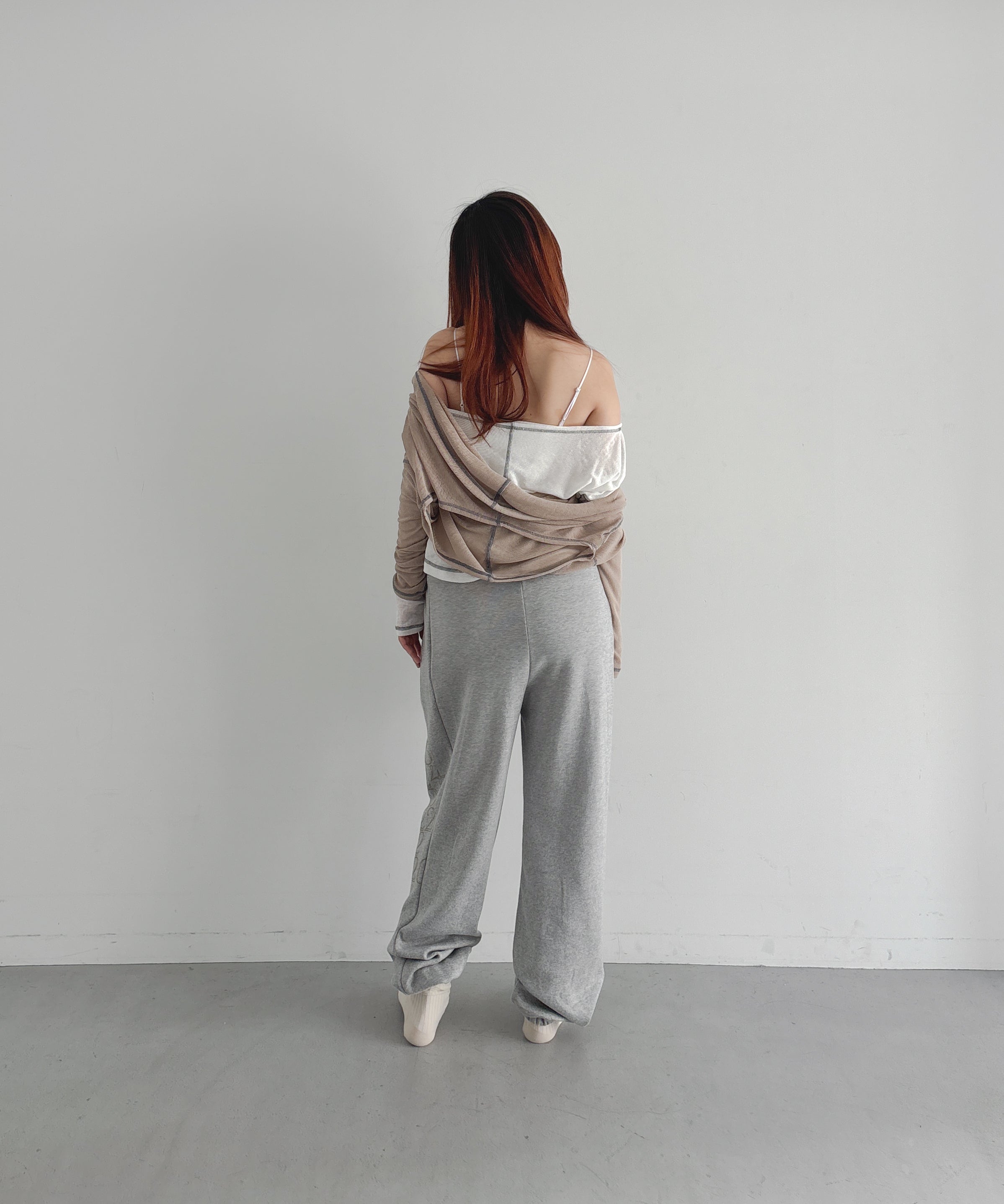 ULIKASANCTUS Back flare mesh top "BEIGE"