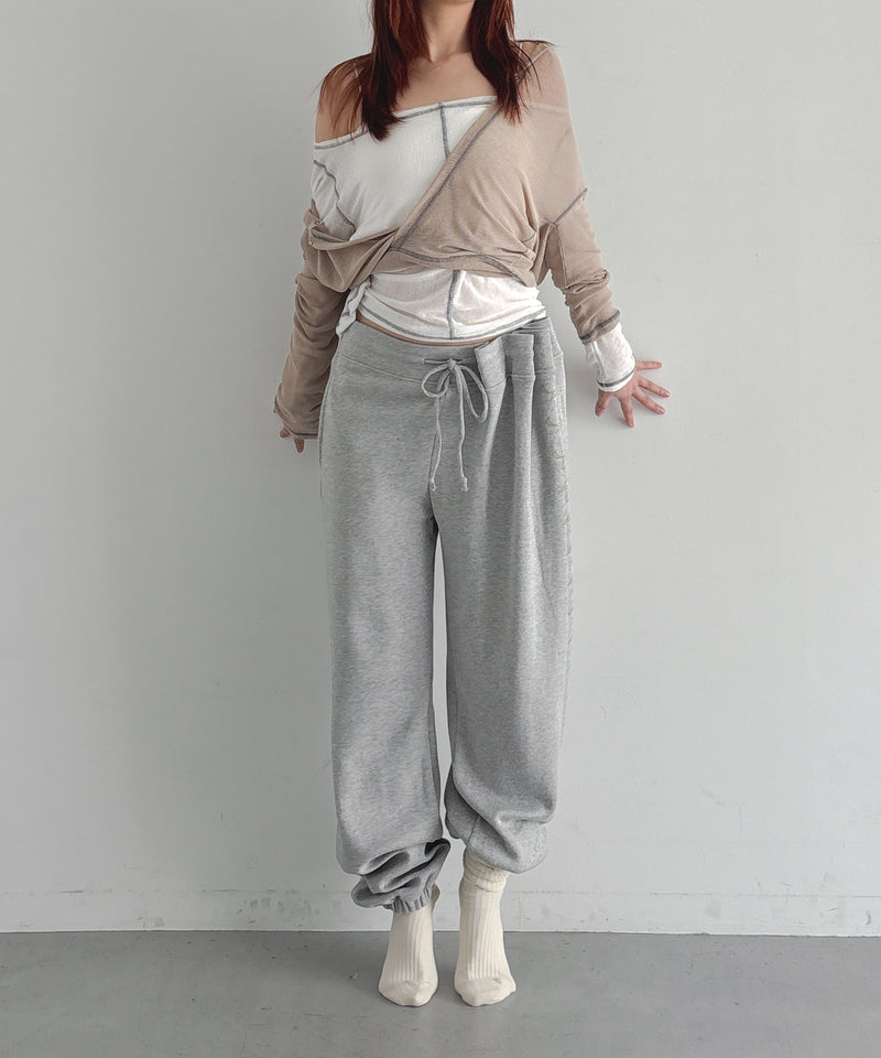 ULIKASANCTUS Back flare mesh top "BEIGE"