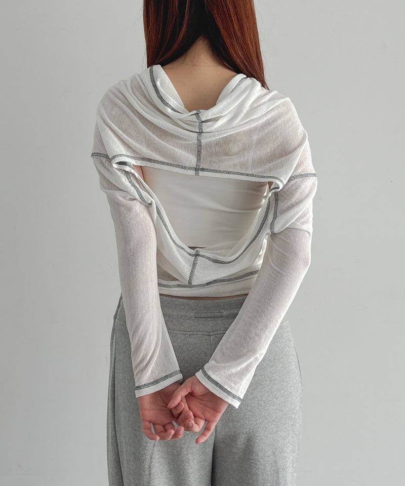 ULIKASANCTUS Back flare mesh top "WHITE"