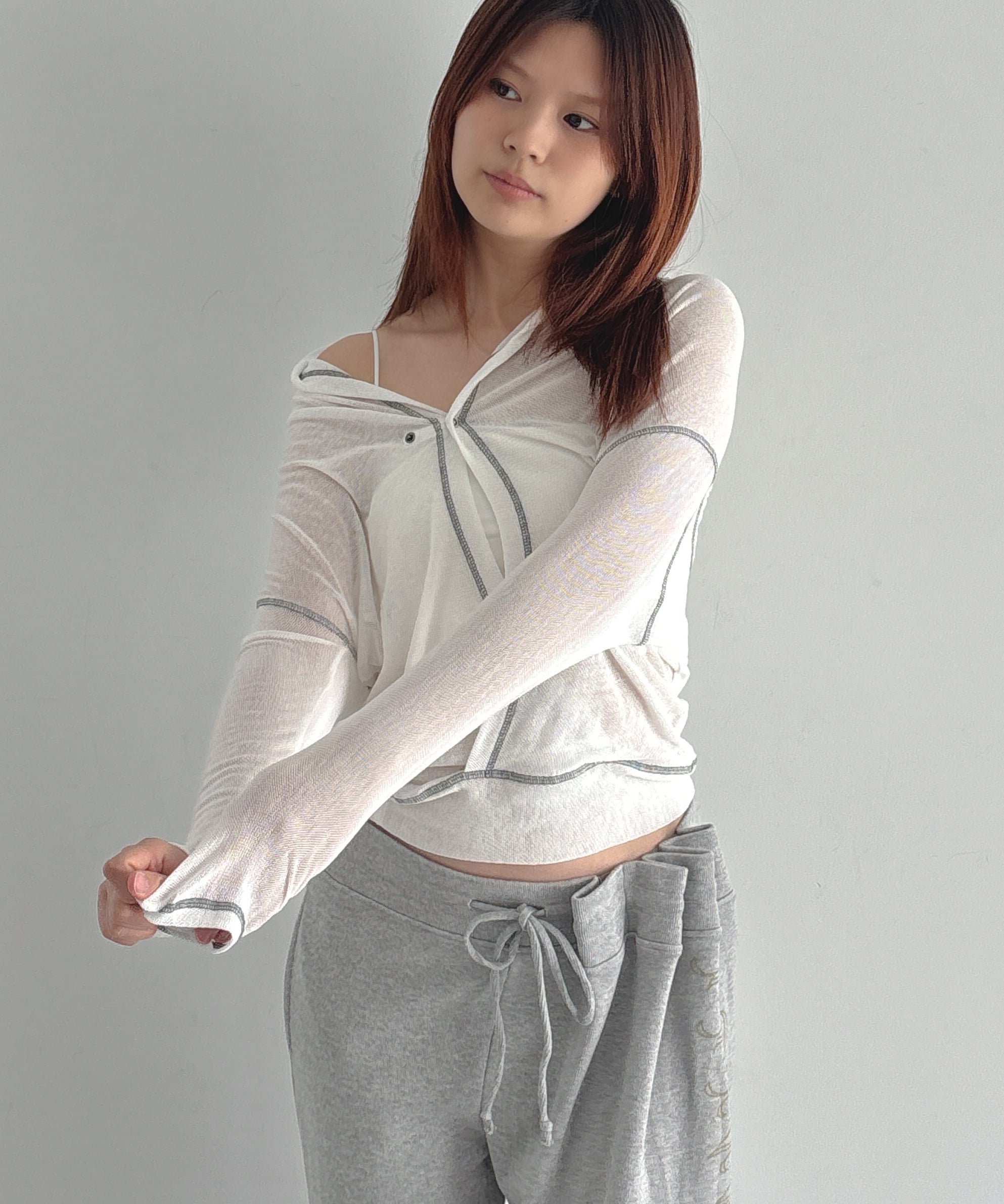 ULIKASANCTUS Back flare mesh top "WHITE"