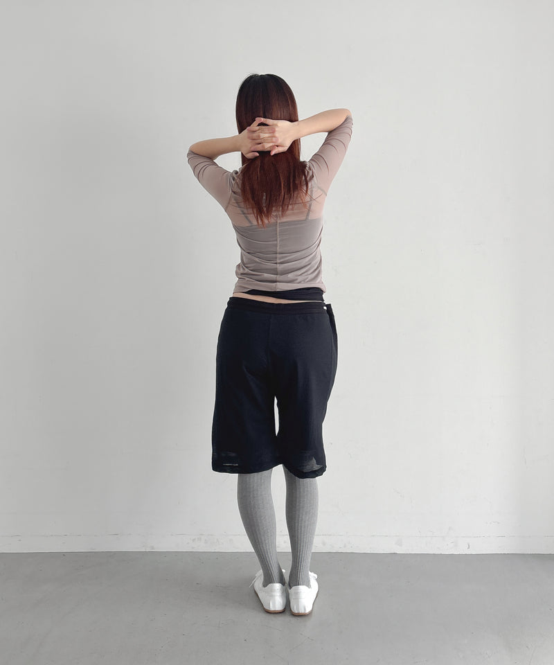 ULIKASANCTUS Curtain half pants "BLACK"