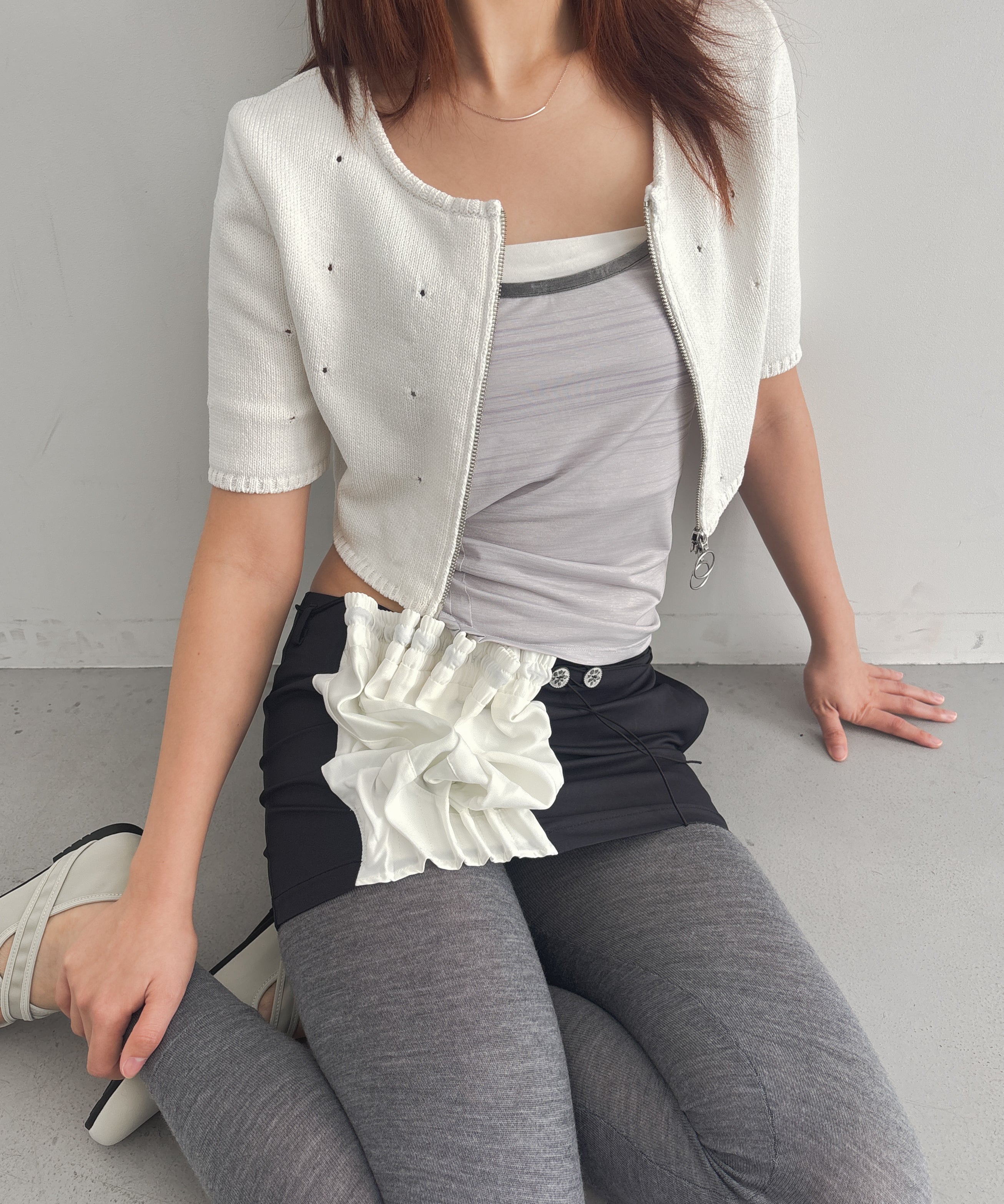 ULIKASANCTUS Stripe pintuck sleeveless "LIGHT PURPLE"