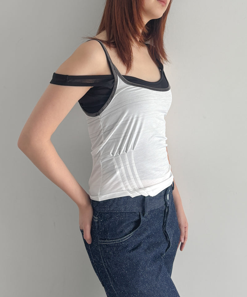 ULIKASANCTUS Stripe pintuck sleeveless "WHITE"