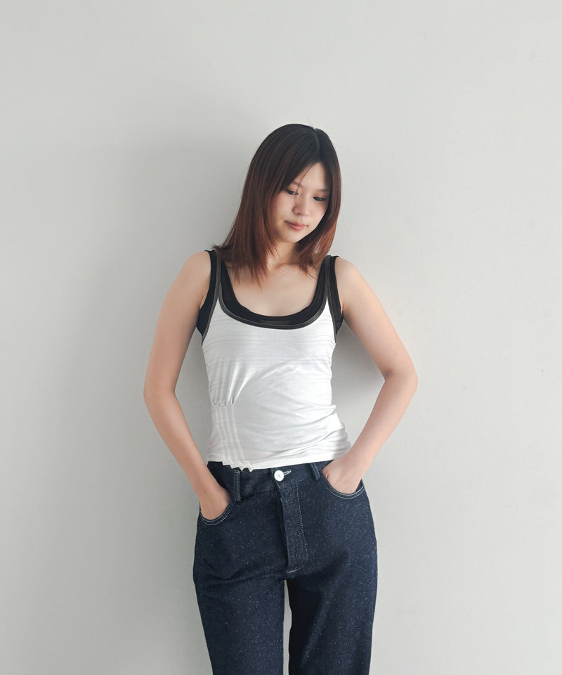 ULIKASANCTUS Stripe pintuck sleeveless "WHITE"