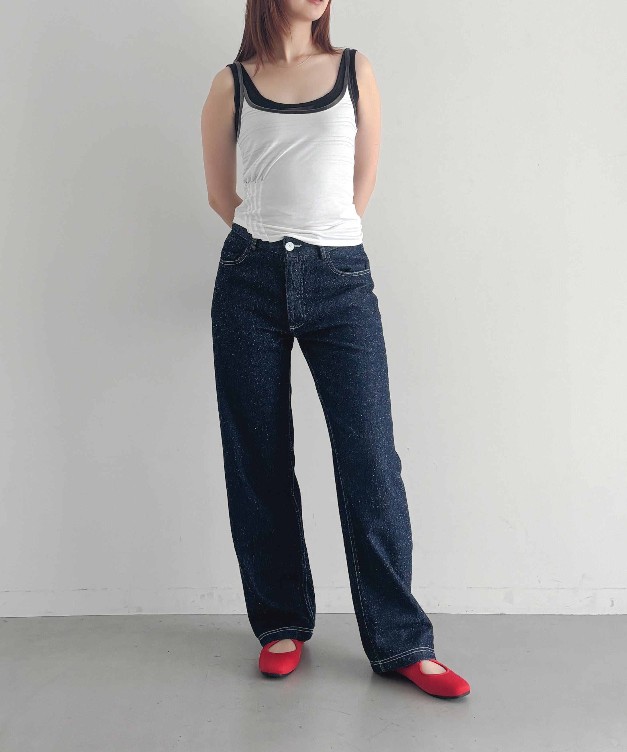ULIKASANCTUS Stripe pintuck sleeveless "WHITE"