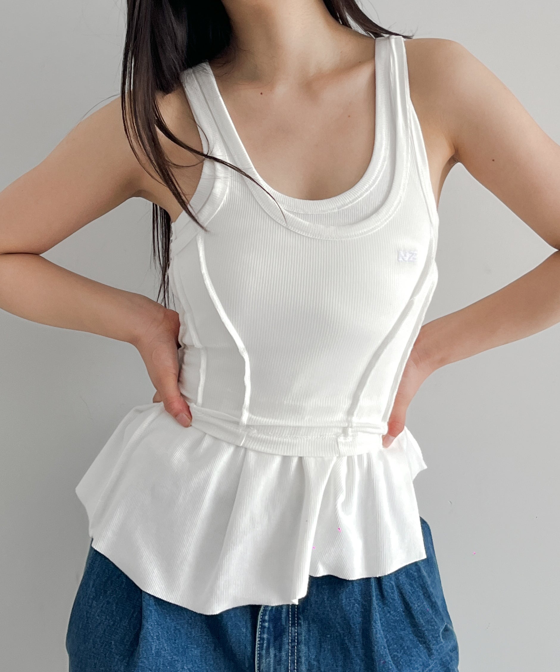 NATASHA ZINKO Double tank top "WHITE"