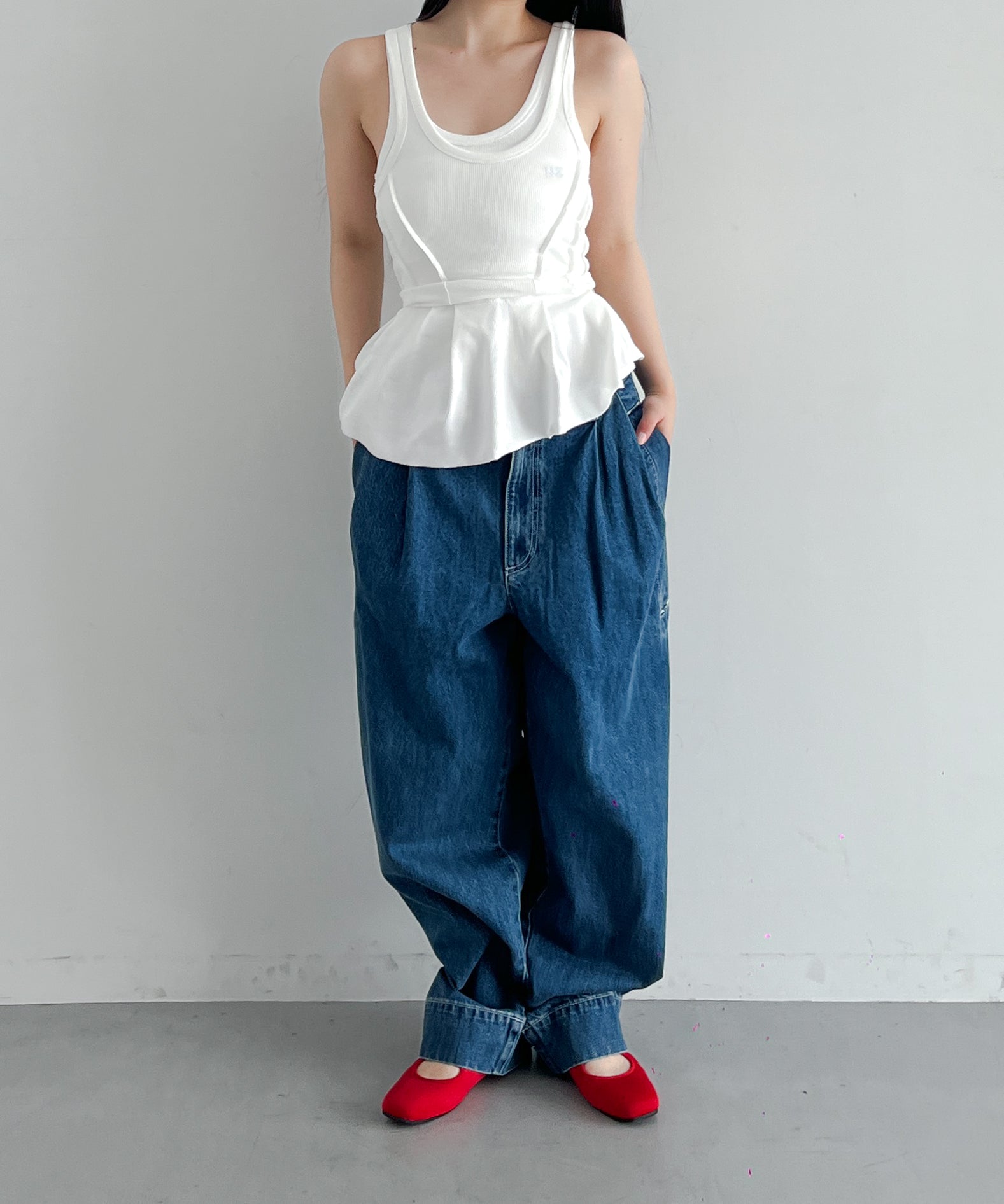 NATASHA ZINKO Double tank top "WHITE"