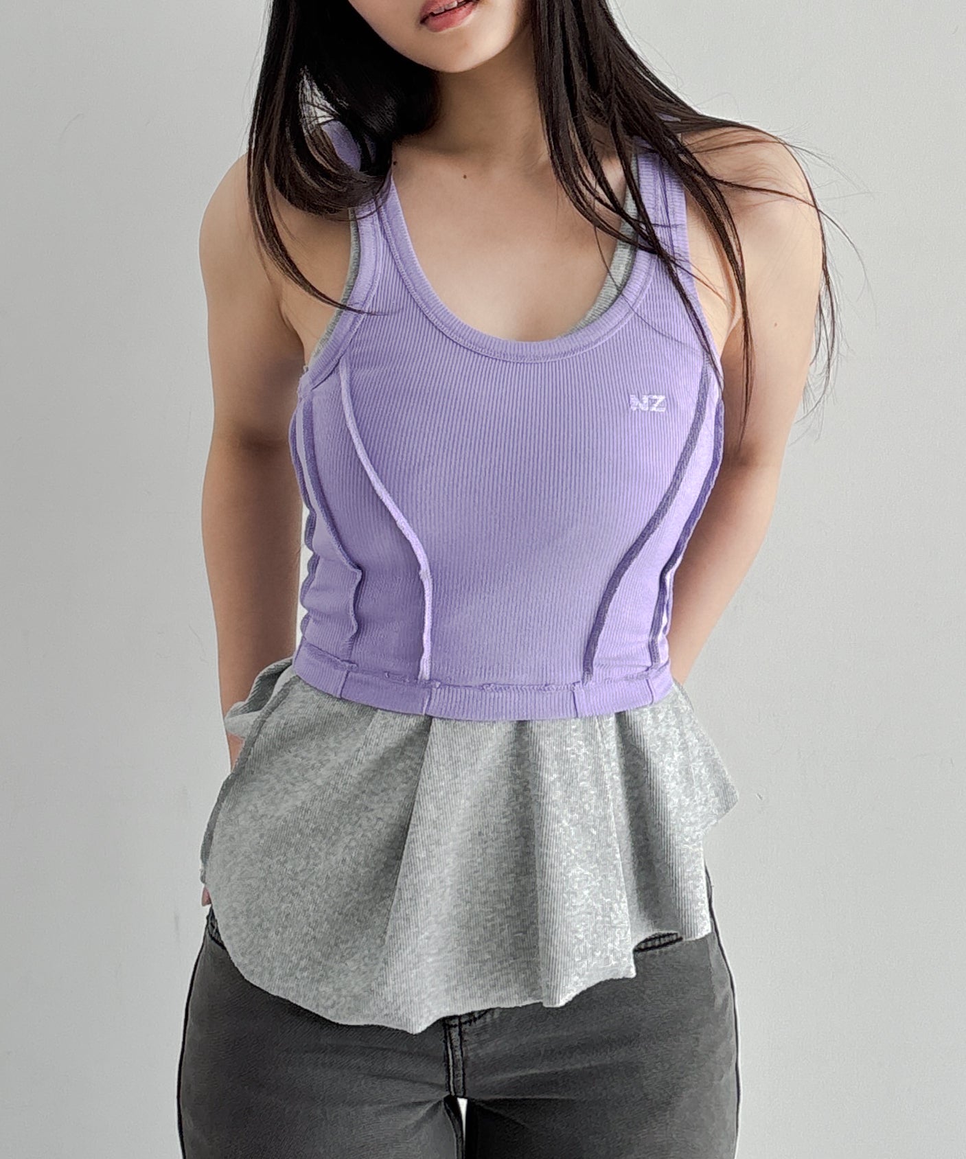 NATASHA ZINKO Double tank top "WHITE"