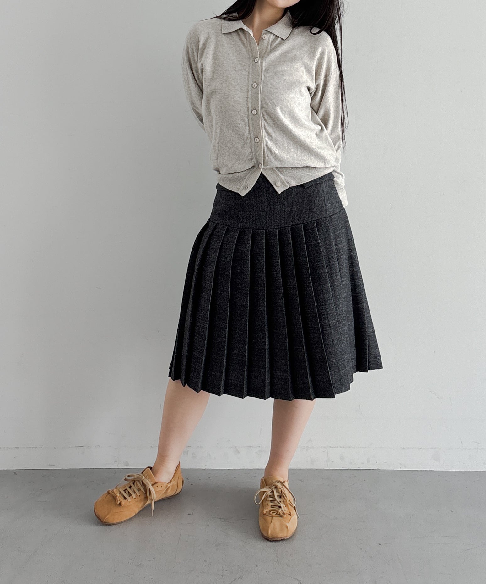 Baserange Tier polo cardigan XS-S "GREYMELANG"