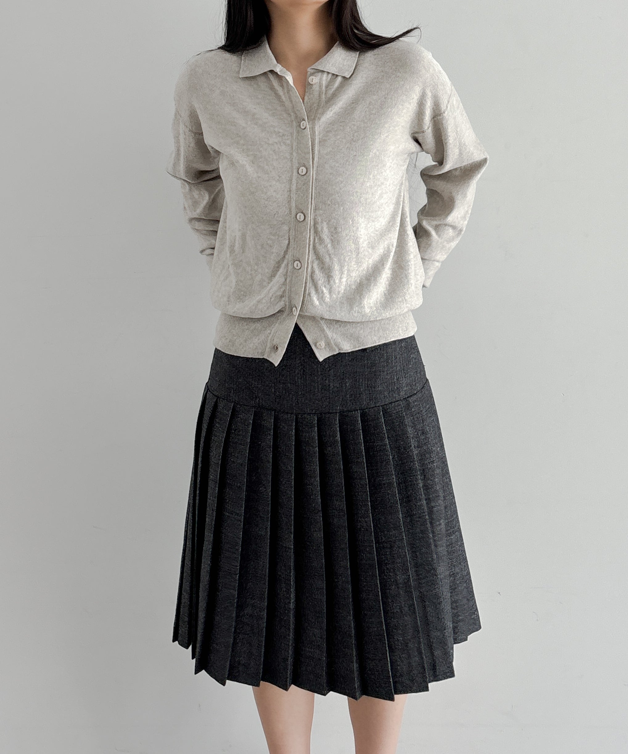 Baserange Tier polo cardigan XS-S "GREYMELANG"