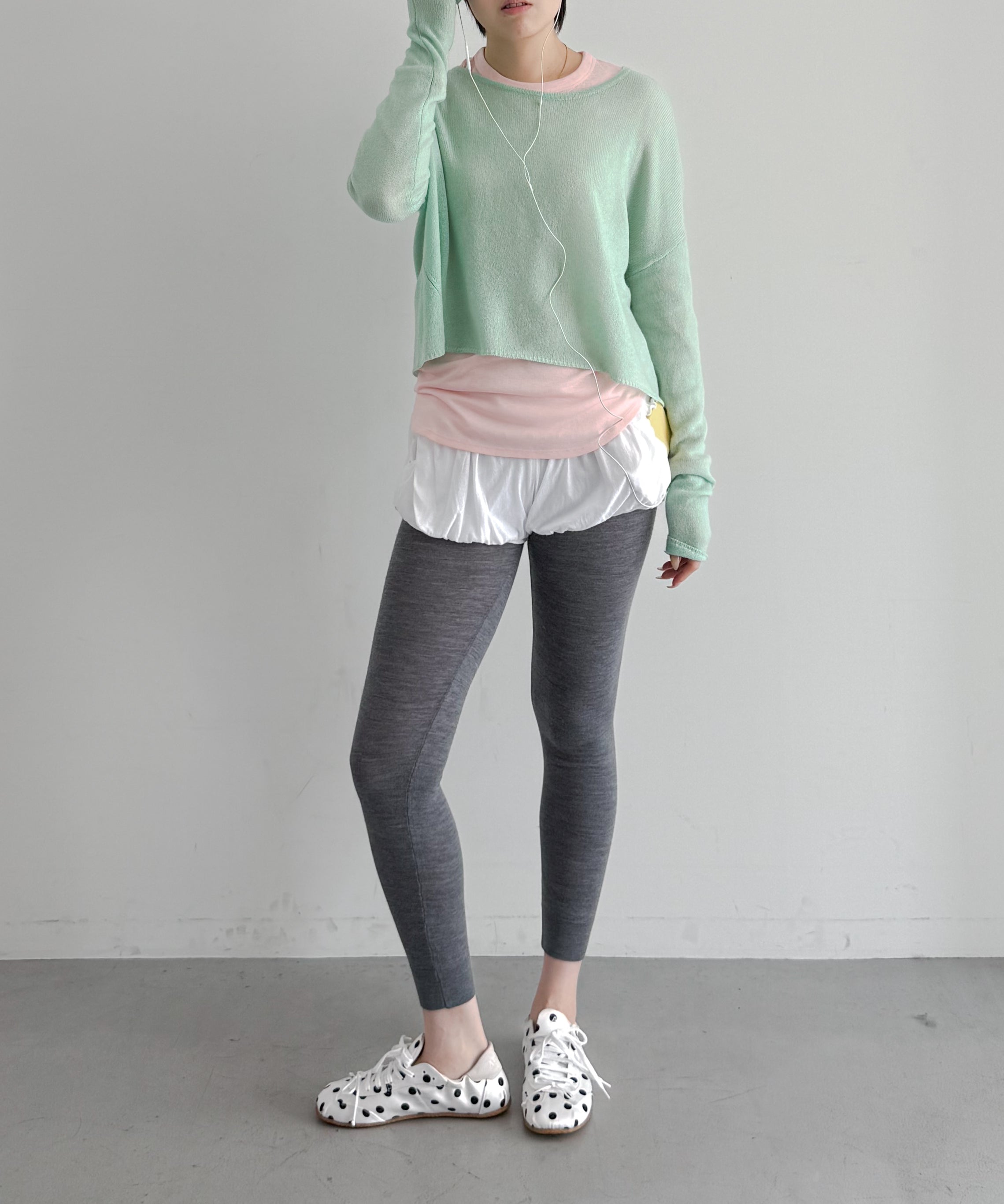 Fax Copy Express Afternoon stretch off-shoulder wrap "LEMON GREEN"