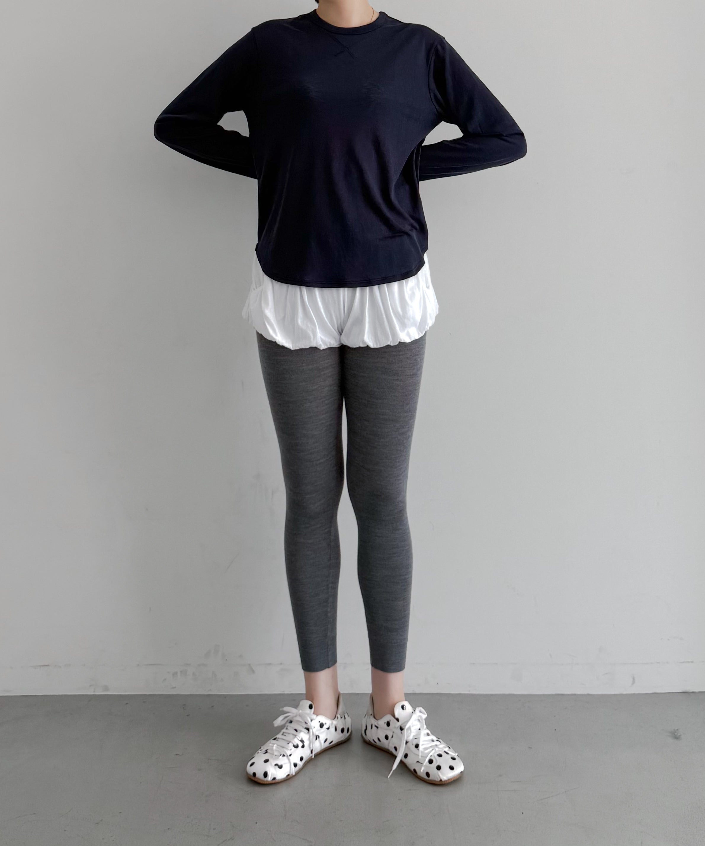 Fax Copy Express Afternoon stretch relaxed top "NAVY"