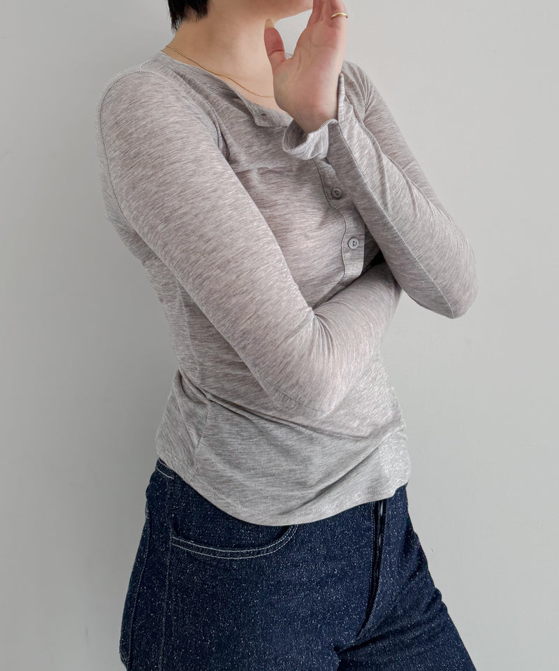 Fax Copy Express Afternoon stretch henley top "BLCK"