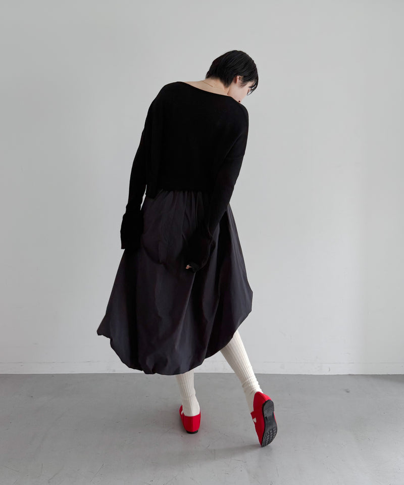 Fax Copy Express Afternoon stretch off-shoulder wrap "BLACK"