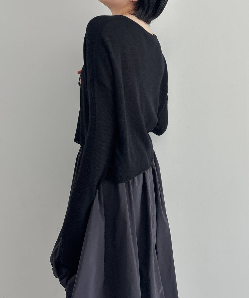 Fax Copy Express Afternoon stretch off-shoulder wrap "BLACK"