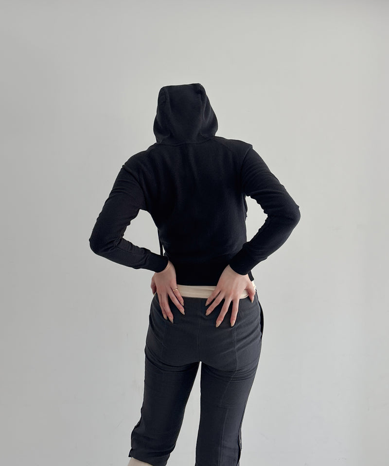 Fax Copy Express Afternoon stretch linen fitted sweatshirt "BLACK"