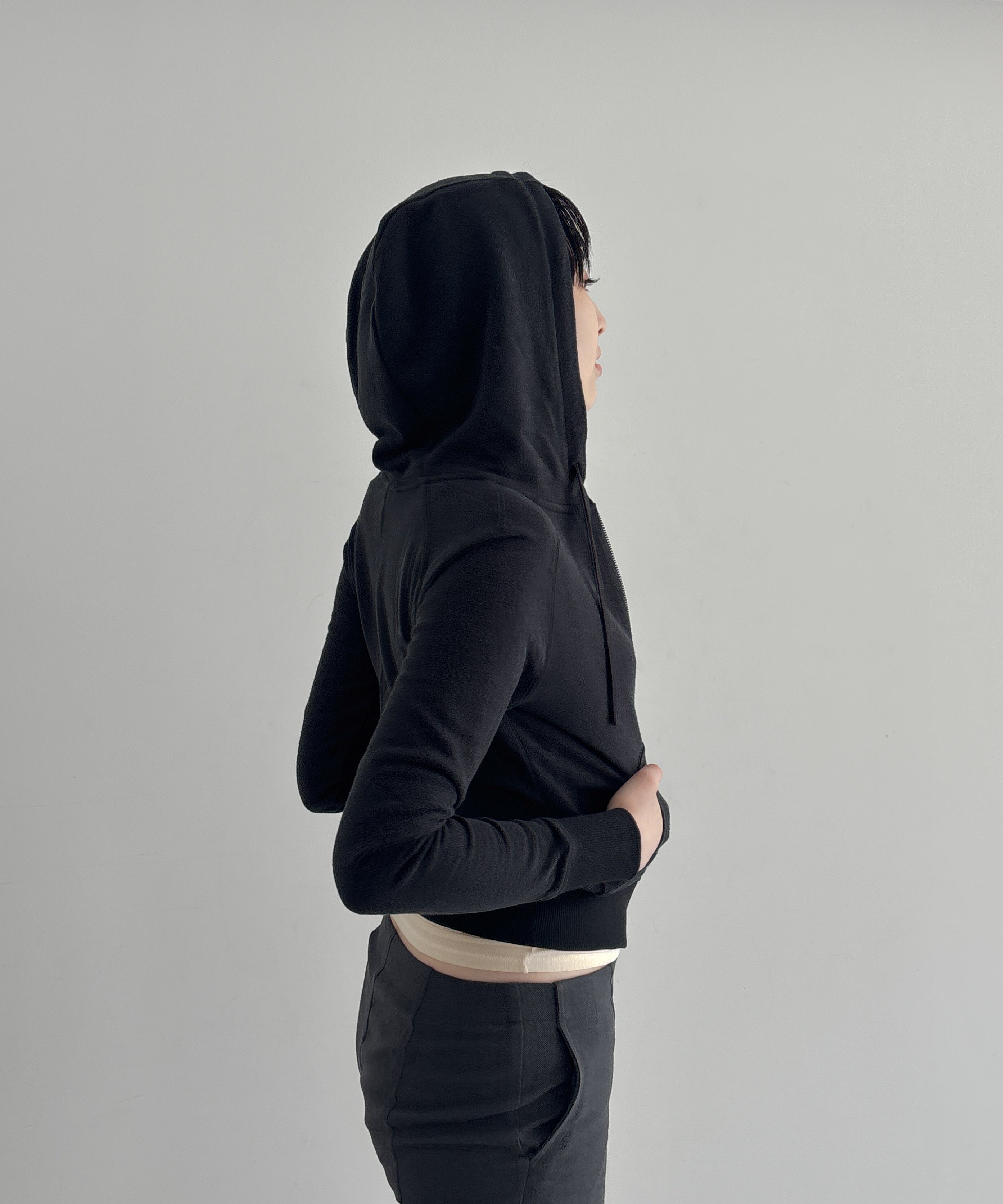 Fax Copy Express Afternoon stretch linen fitted sweatshirt "BLACK"
