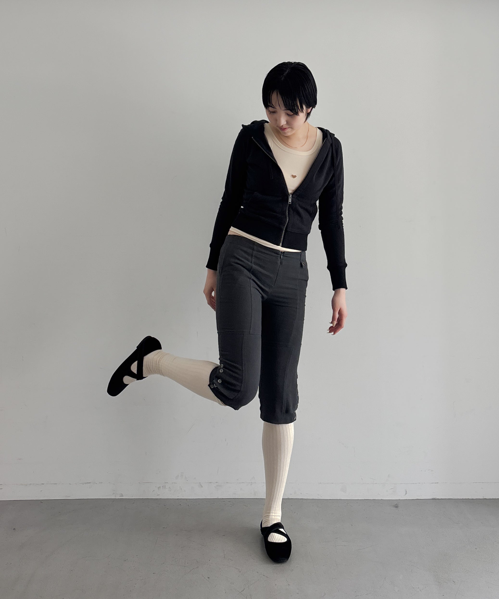 Fax Copy Express Afternoon stretch linen fitted sweatshirt "BLACK"