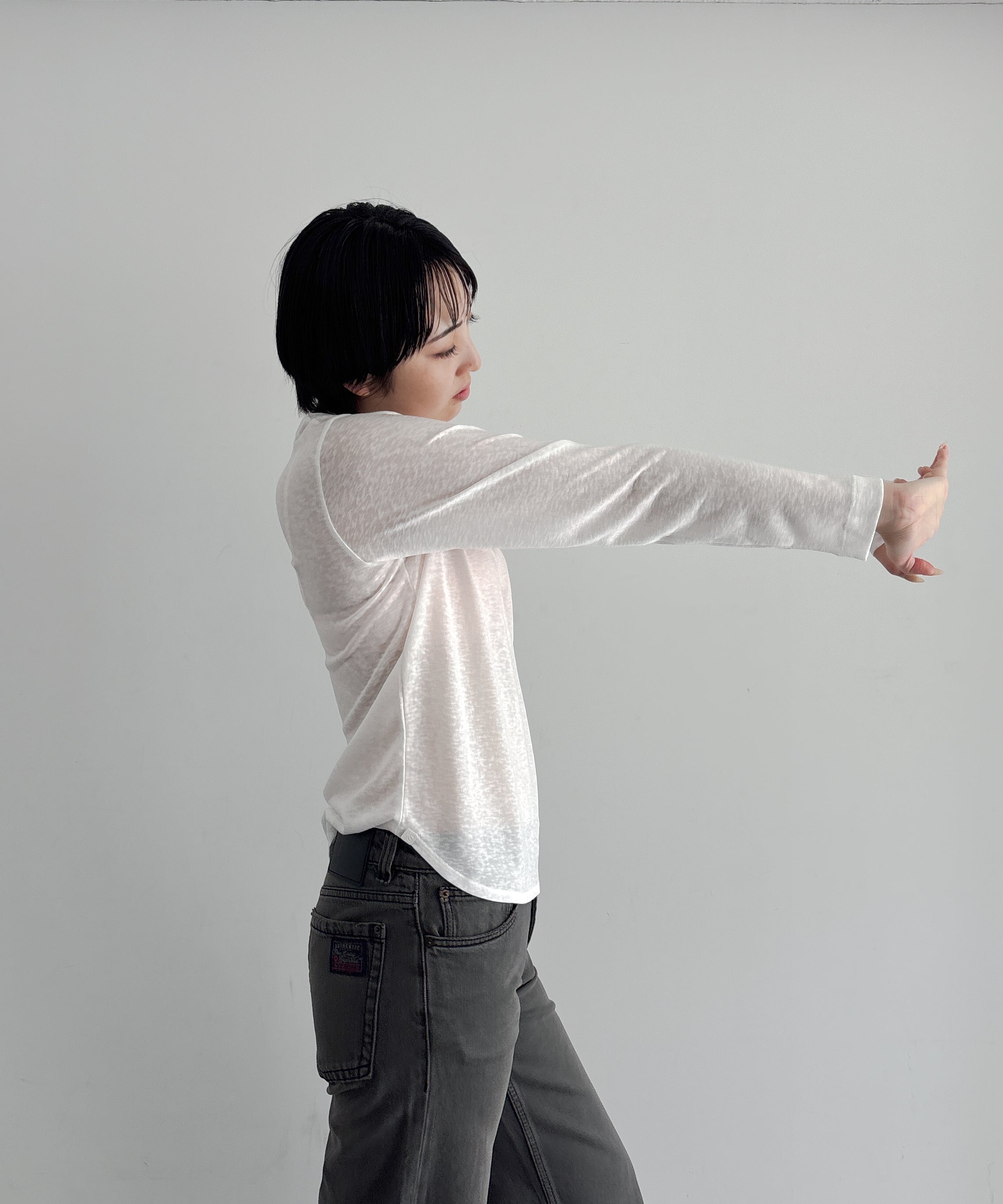 Fax Copy Express Afternoon stretch relaxed top "WHITE"