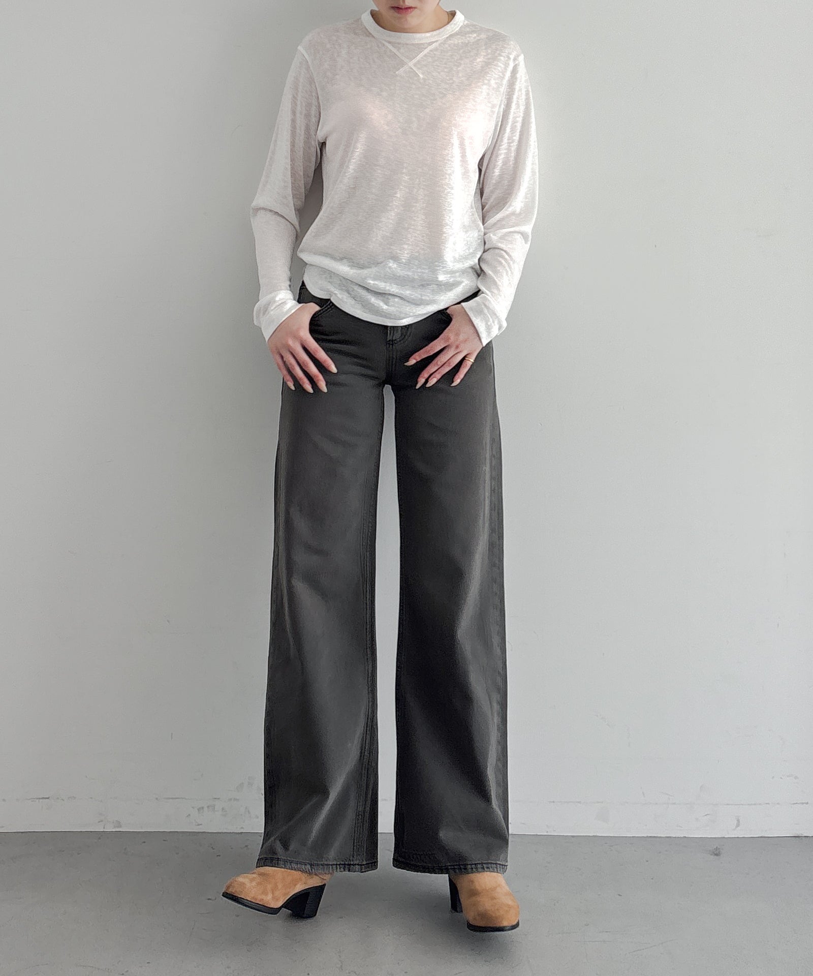 Fax Copy Express Afternoon stretch relaxed top "WHITE"