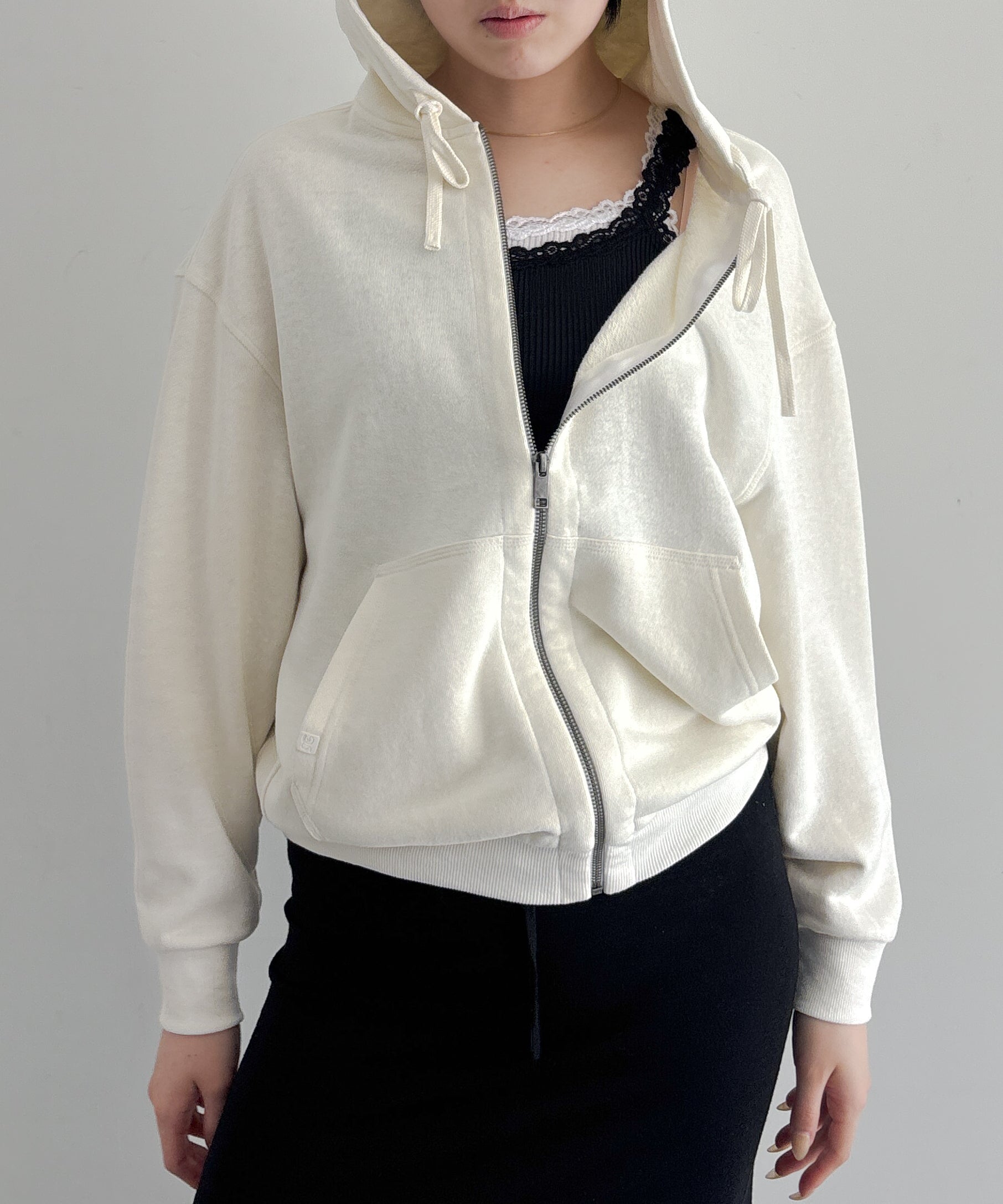 Fax Copy Express Afternoon stretch linen relaxed sweatshirt "WHITE"