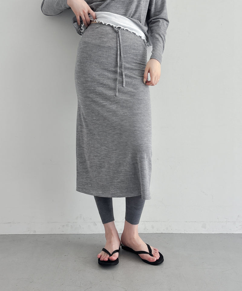 Fax Copy Express Afternoon stretch air ankle-length knit skirt "BLACK"