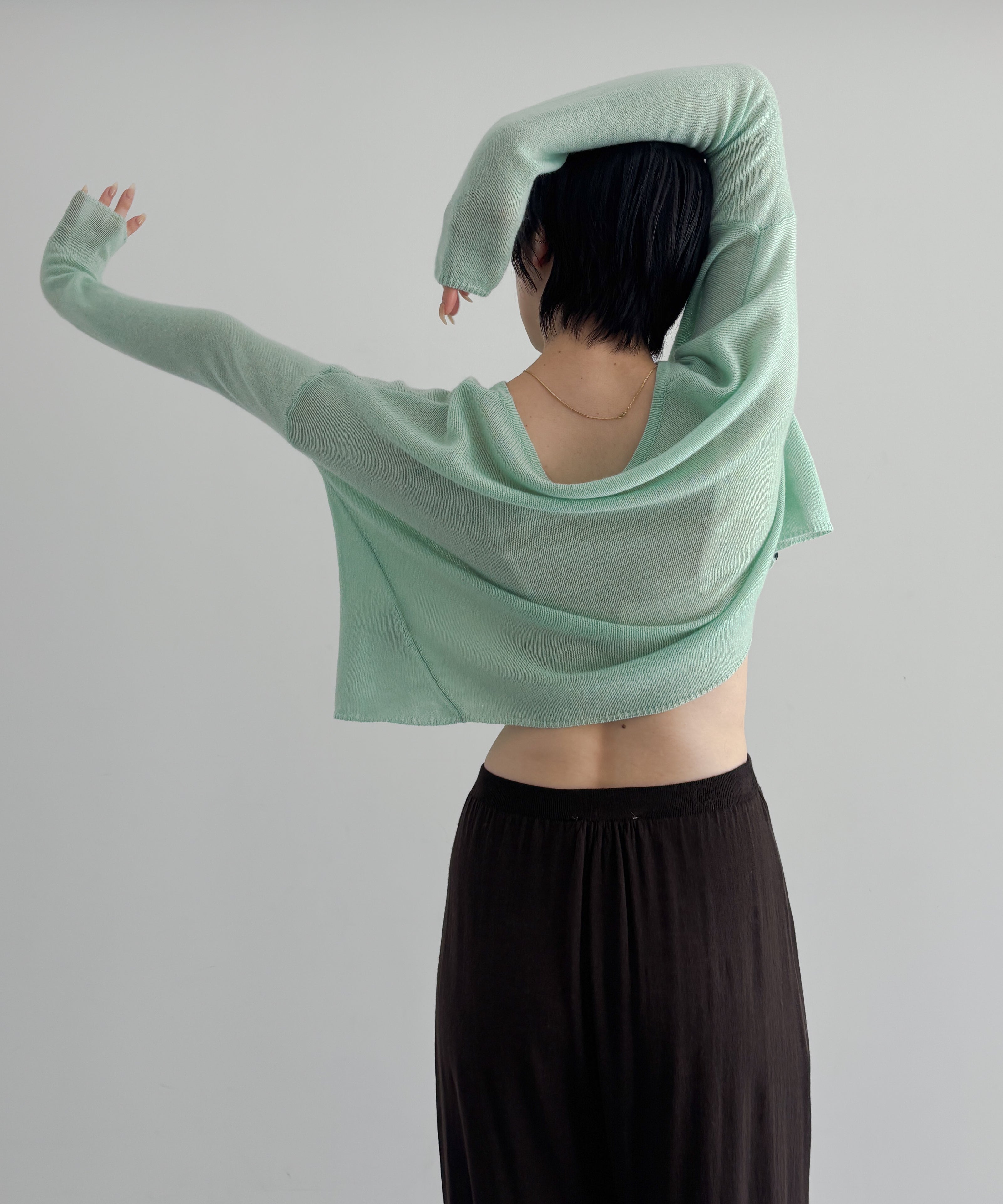 Fax Copy Express Afternoon stretch off-shoulder wrap "LEMON GREEN"