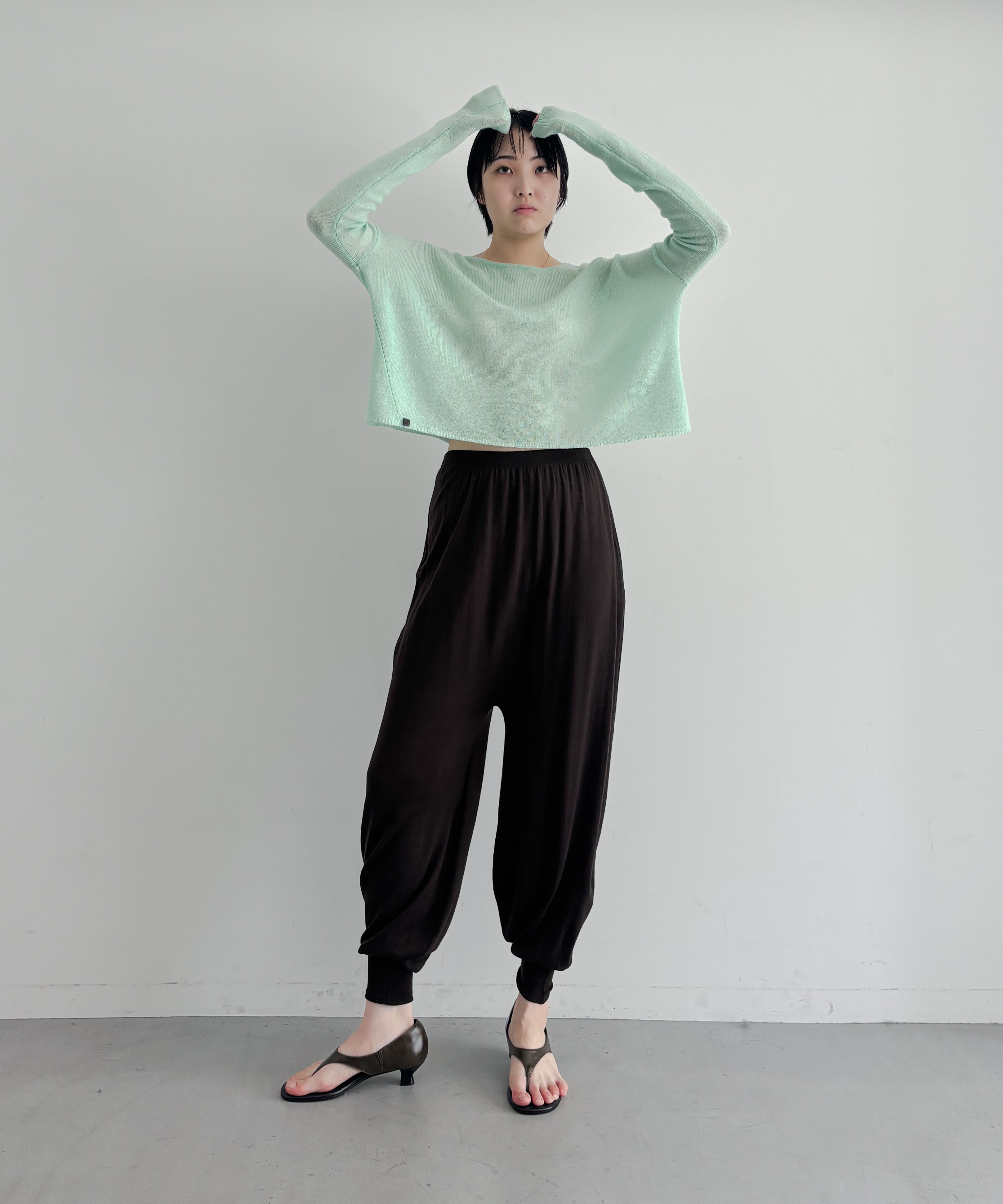 Fax Copy Express Afternoon stretch off-shoulder wrap "LEMON GREEN"