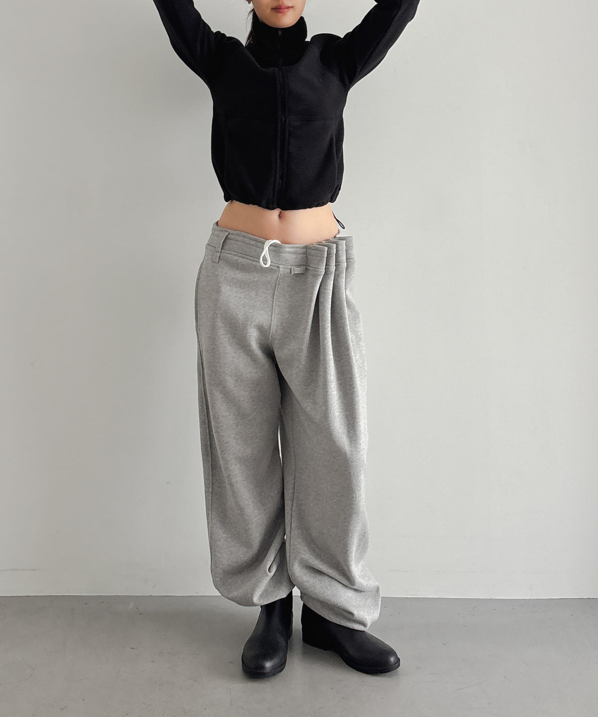 ULIKASANCTUS Curtain jersey pants "MELANGE GREY"