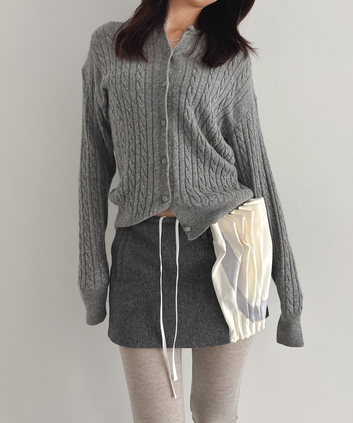 ULIKASANCTUS Curtain mini skirt "MELANGE GREY"