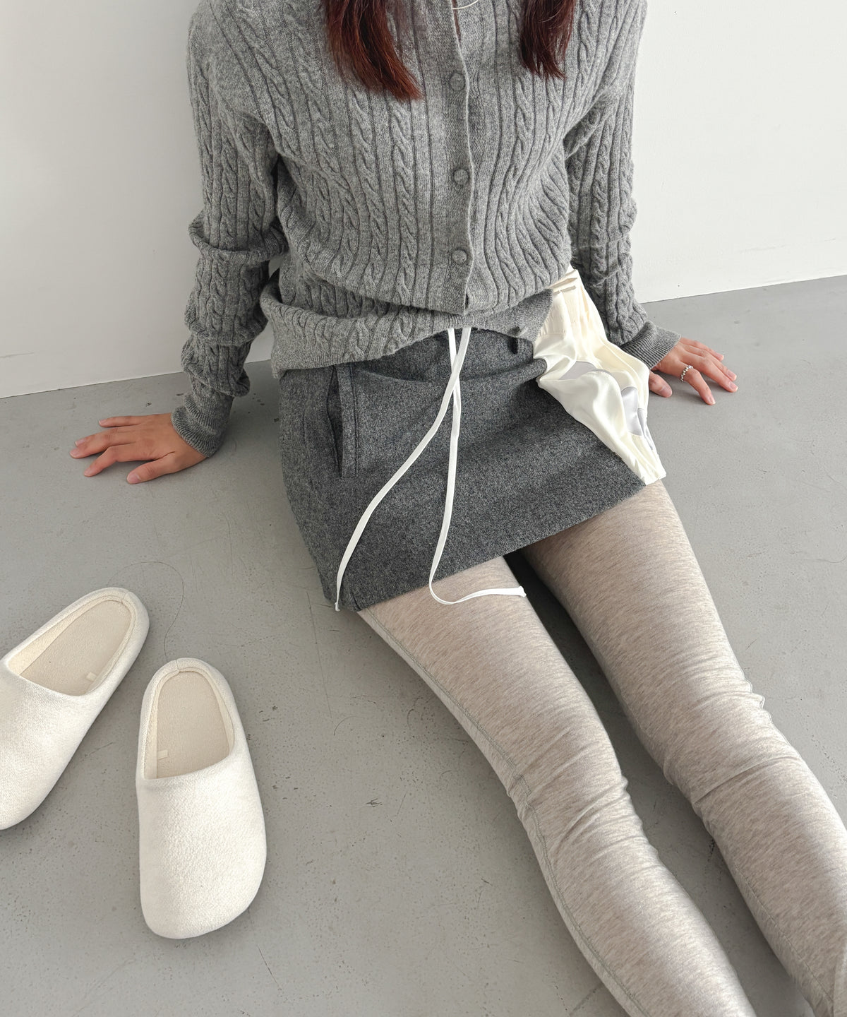 ULIKASANCTUS Curtain mini skirt "MELANGE GREY"