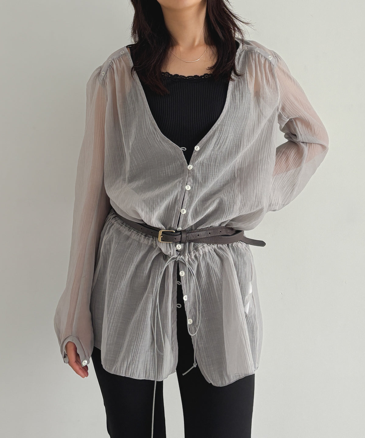 ULIKASANCTUS Curtain buttoned dress "LIGHT GREY"