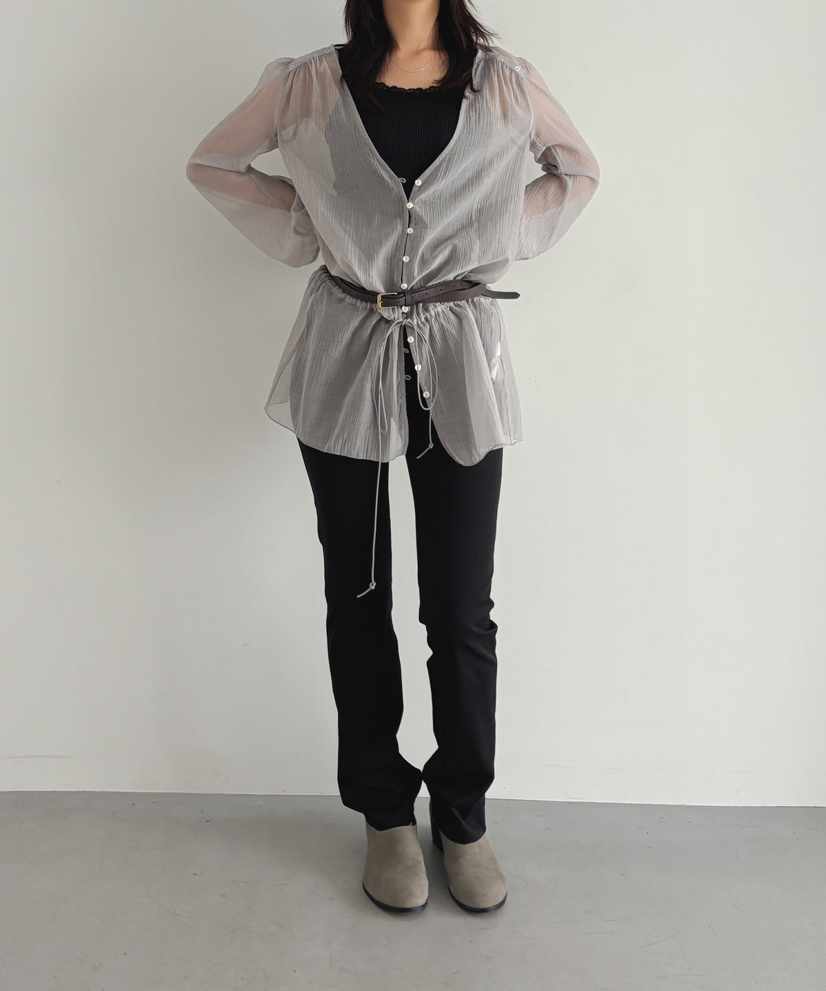 ULIKASANCTUS Curtain buttoned dress "LIGHT GREY"