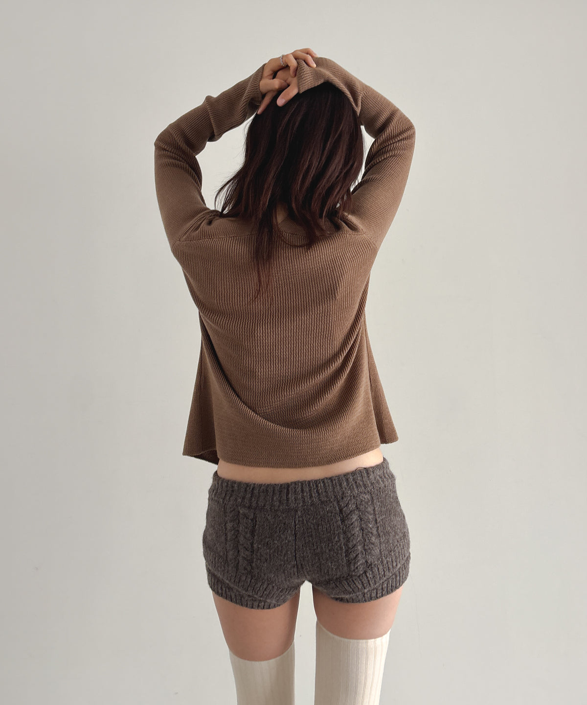 ULIKASANCTUS Rope knit shorts "MELANGE GRAY"
