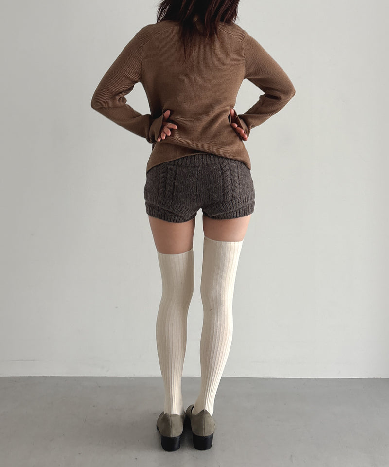 ULIKASANCTUS Rope knit shorts "MELANGE BROWN"